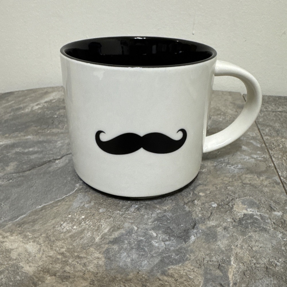 Pier 1 Imports Stoneware Handlebar Mustache 16 oz Coffee Mug Cup EUC